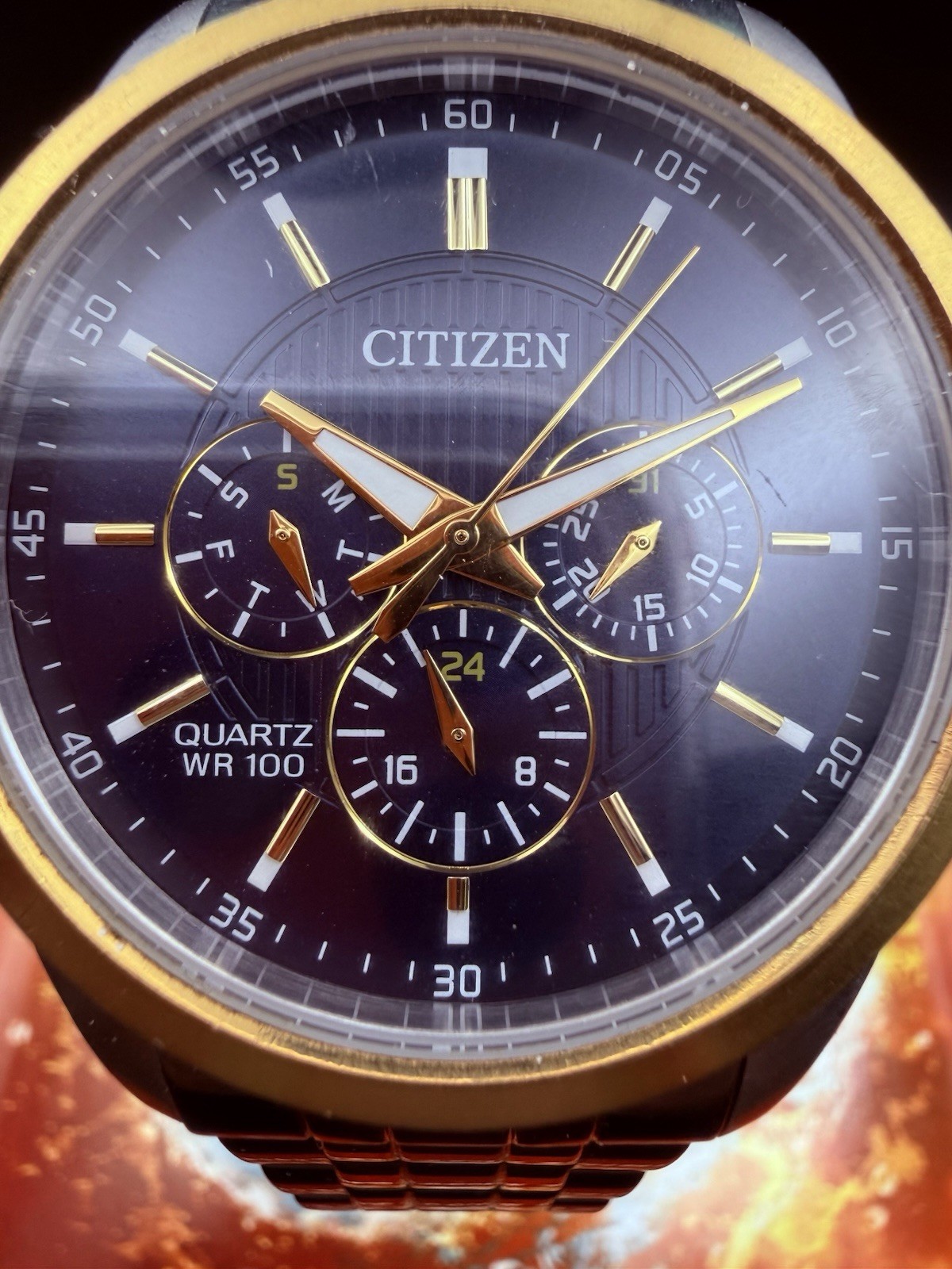 Citizen Men’s Quartz WR100 Blue Dial Two Tone Stainless Steel Watch 6329-S127173
