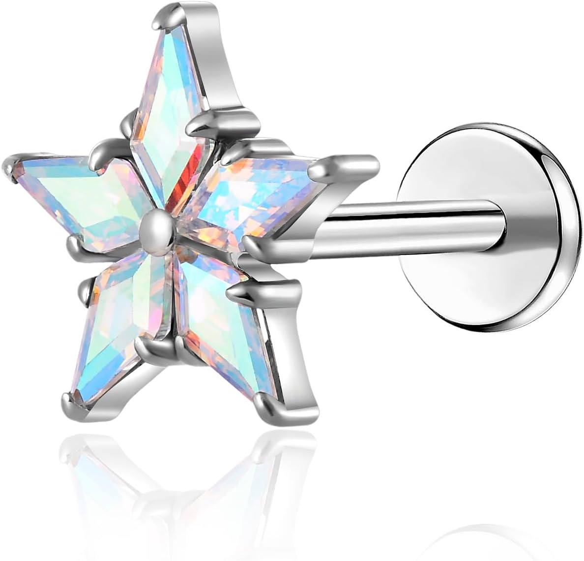 1Pcs 16G 18G G23 Titanium Threadless Labret Studs Push-In Labret Lip Cluster Tra