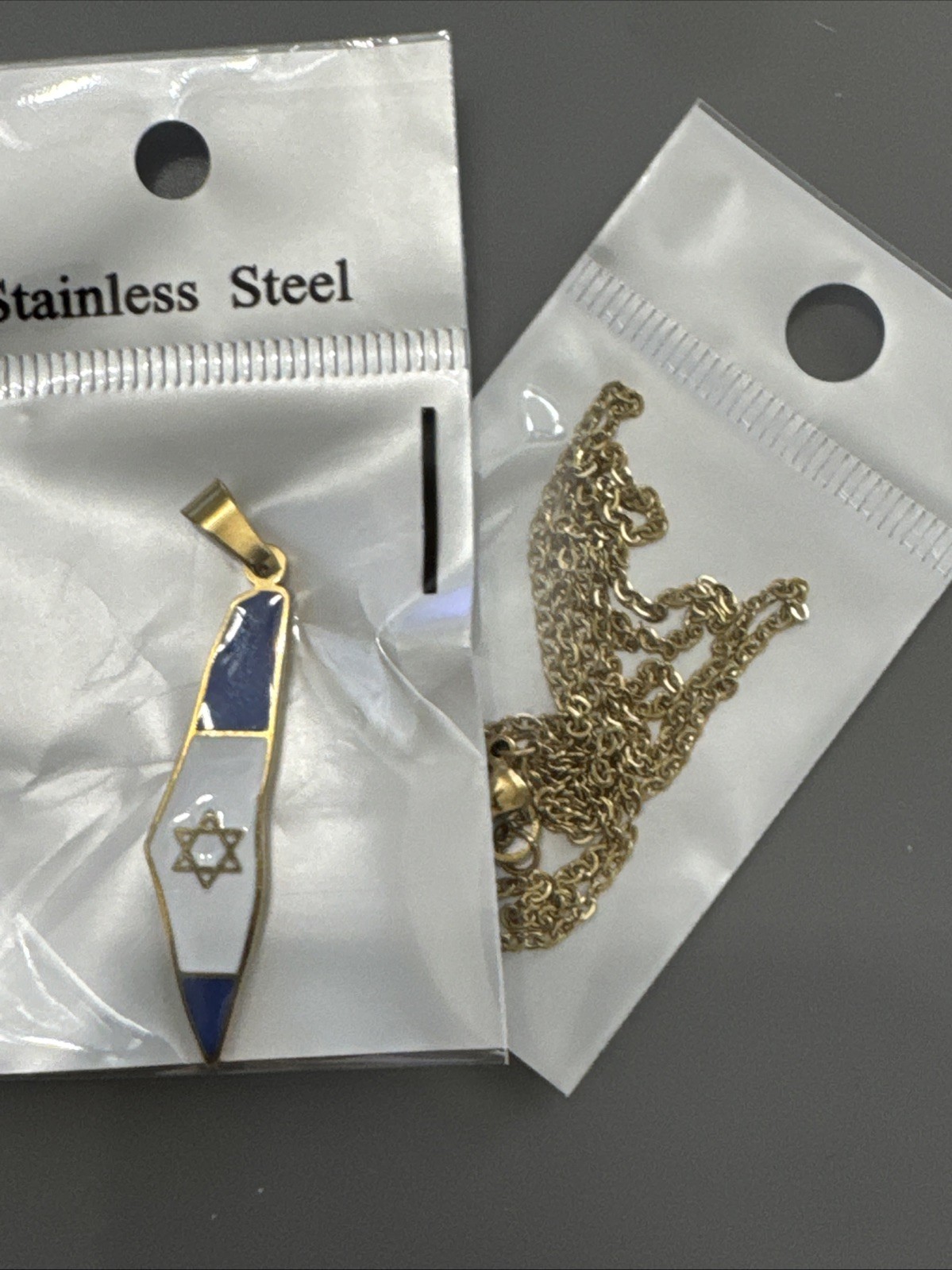 Map Of Israel Pendant Jewish Stainless Steel Gold Tone 18” Necklace Unisex
