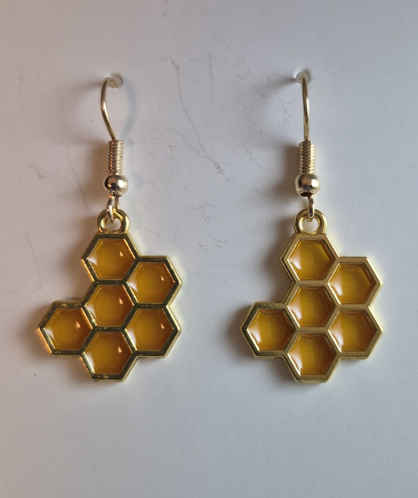 Bee Honeycomb charm earrings, Handmade charm earrings