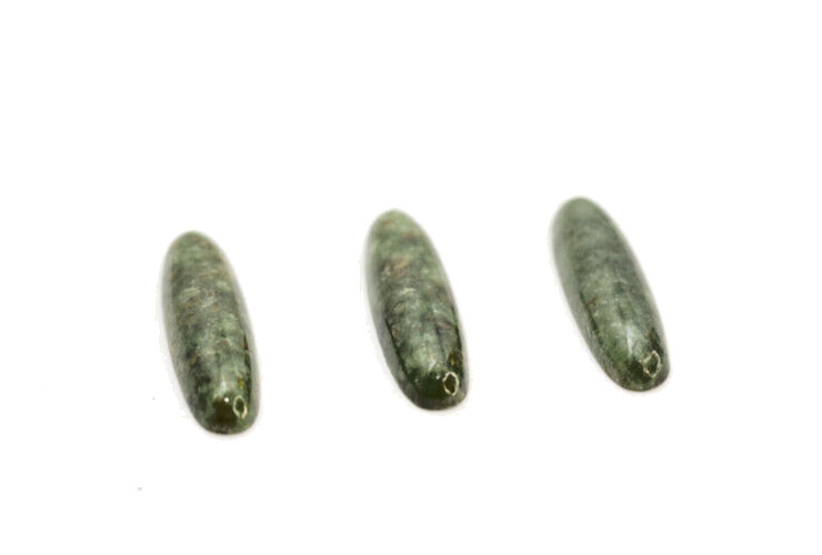 12 Vintage New 30x8mm WYOMING JADE Nephrite Cabochons. Made in Germany.