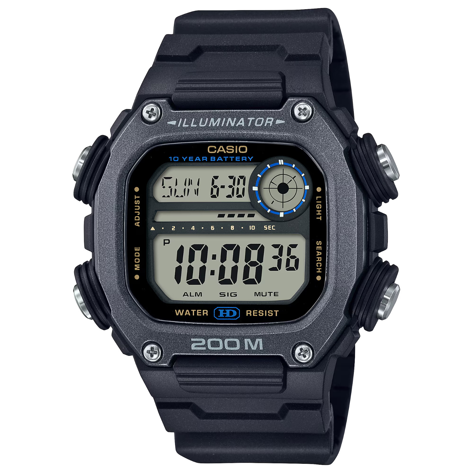 Casio DW-291HX-1AVCF Digital Sport Watch WR200 LED Alarm Chrono Illuminator NEW