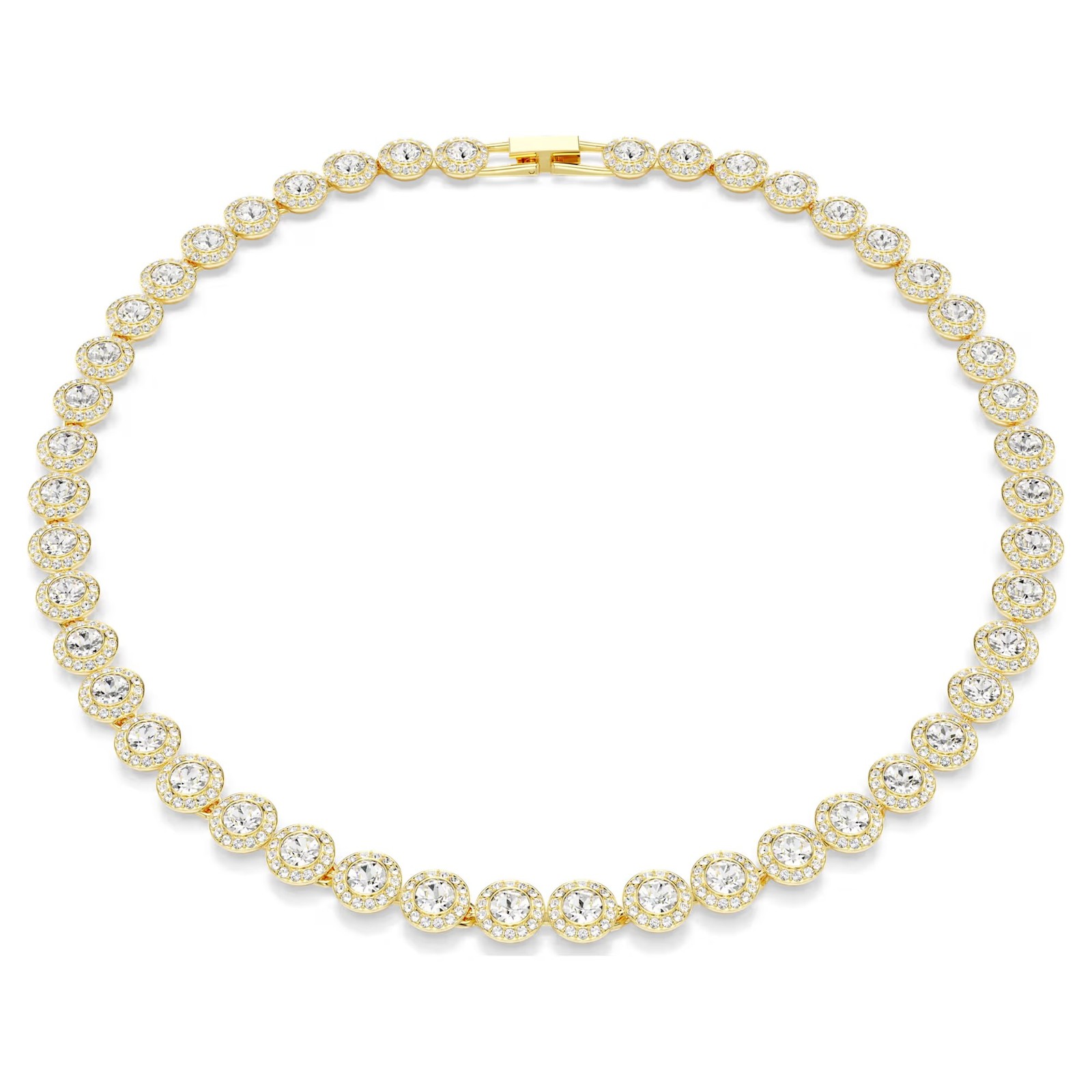 Swarovski Una Angelic Tennis Necklace Round Cut, White, Gold-Tone Plated 5720505