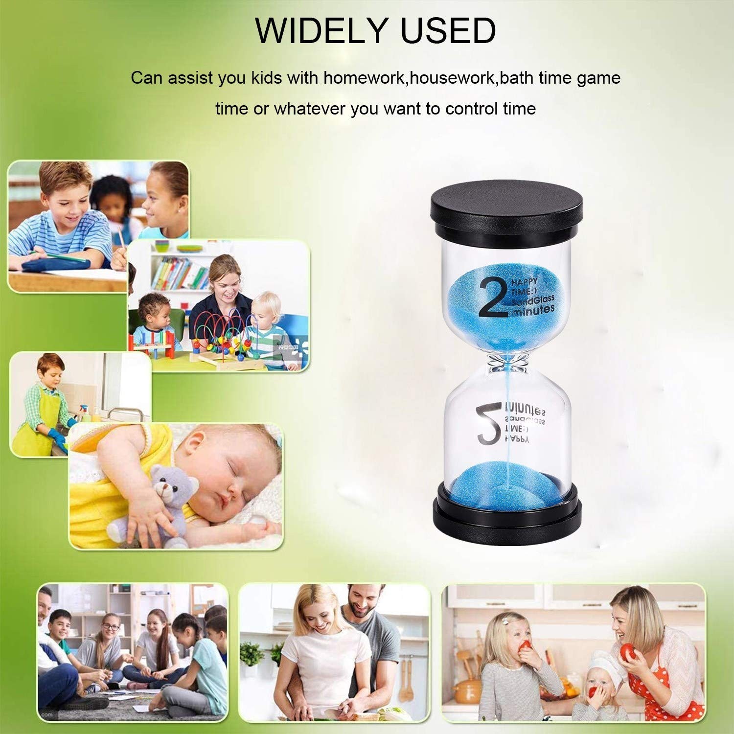Sand Timer 2 Minute Hourglass Timer: Colorful Small Blue Sand Clock 2 Min, Pl…