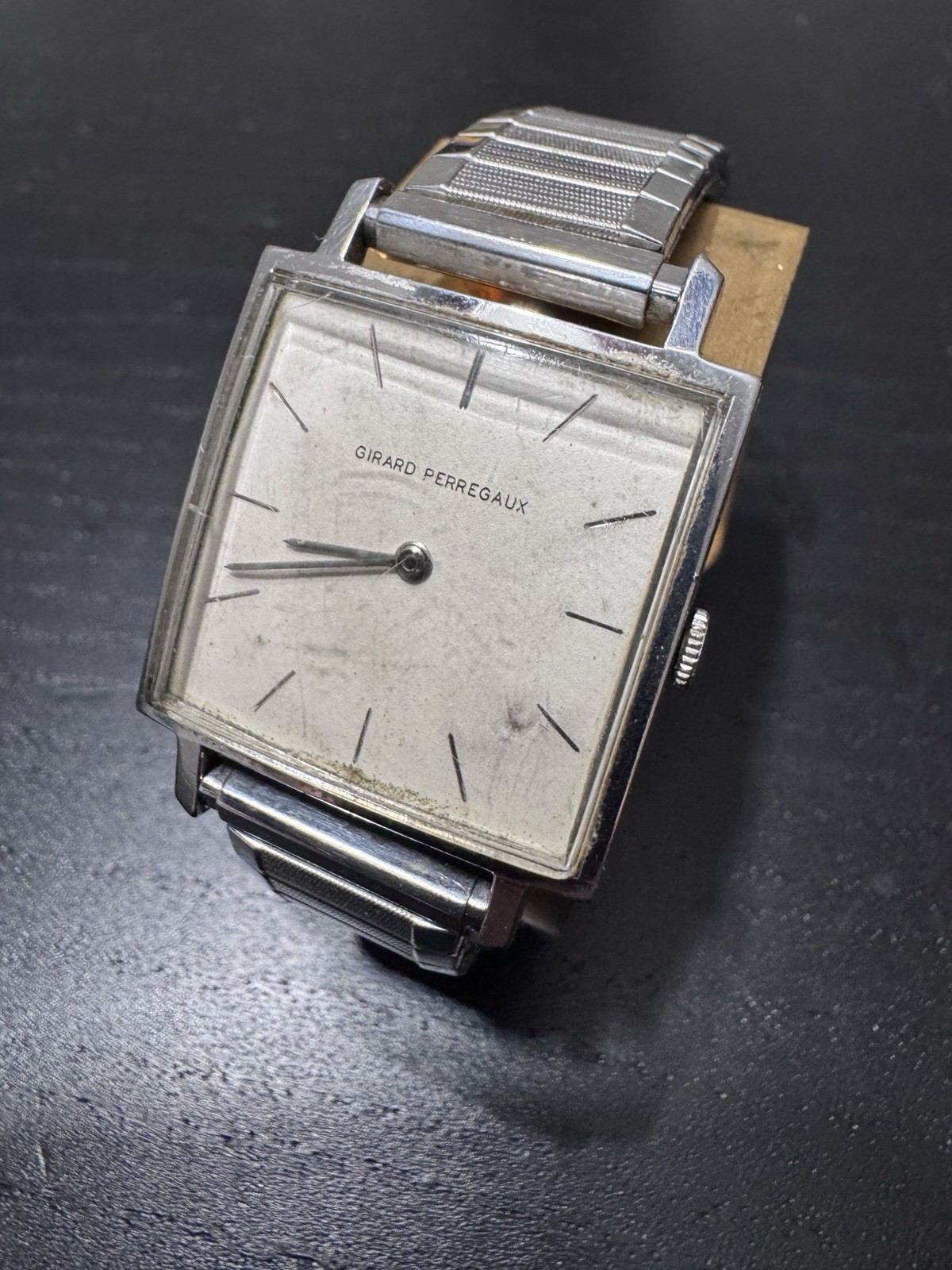 Vintage Girard-Perregaux Manual Wind Square Swiss Watch Runs As-Is