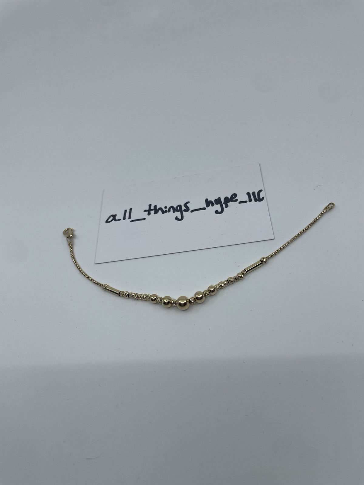14K Gold Beaded Station Bracelet 7” Lobster Clasp 3.6g Stamped 585 PREOWNED