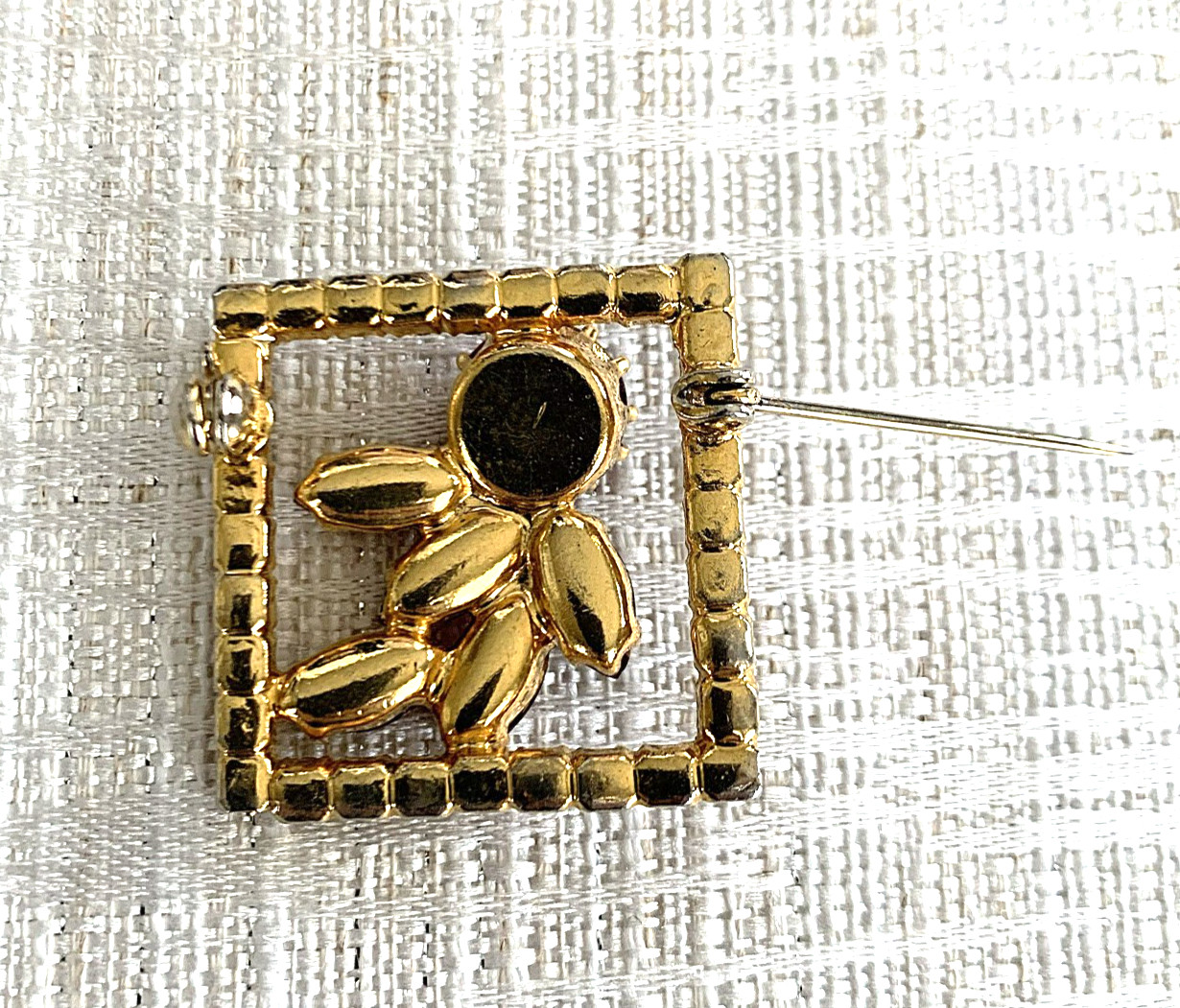 Vintage Red Rhinestone Brooch, Mid-20th century