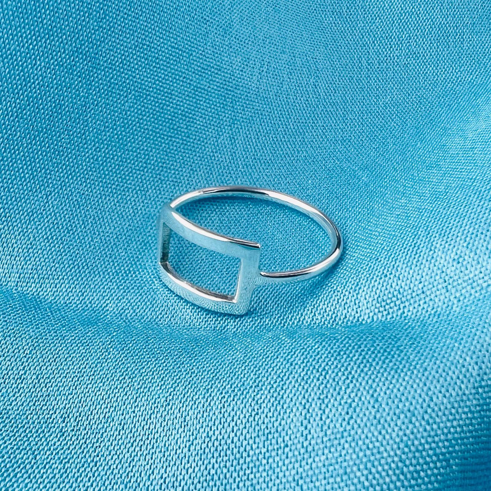 Open Rectangle Shape 925 Sterling Silver Ring