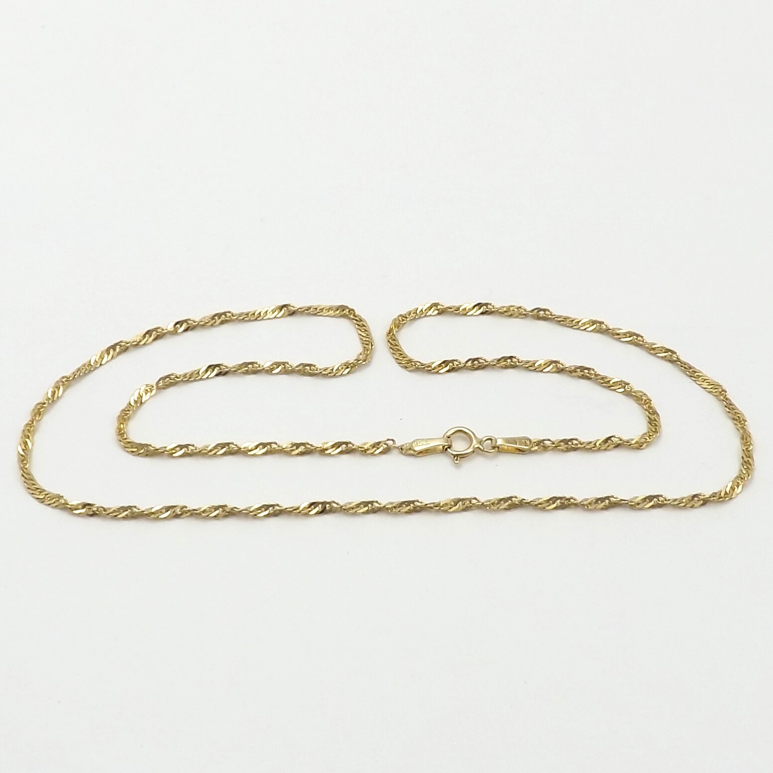14k Gold Open Twisted Rope Singapore Link Pendant Chain Necklace 16in New