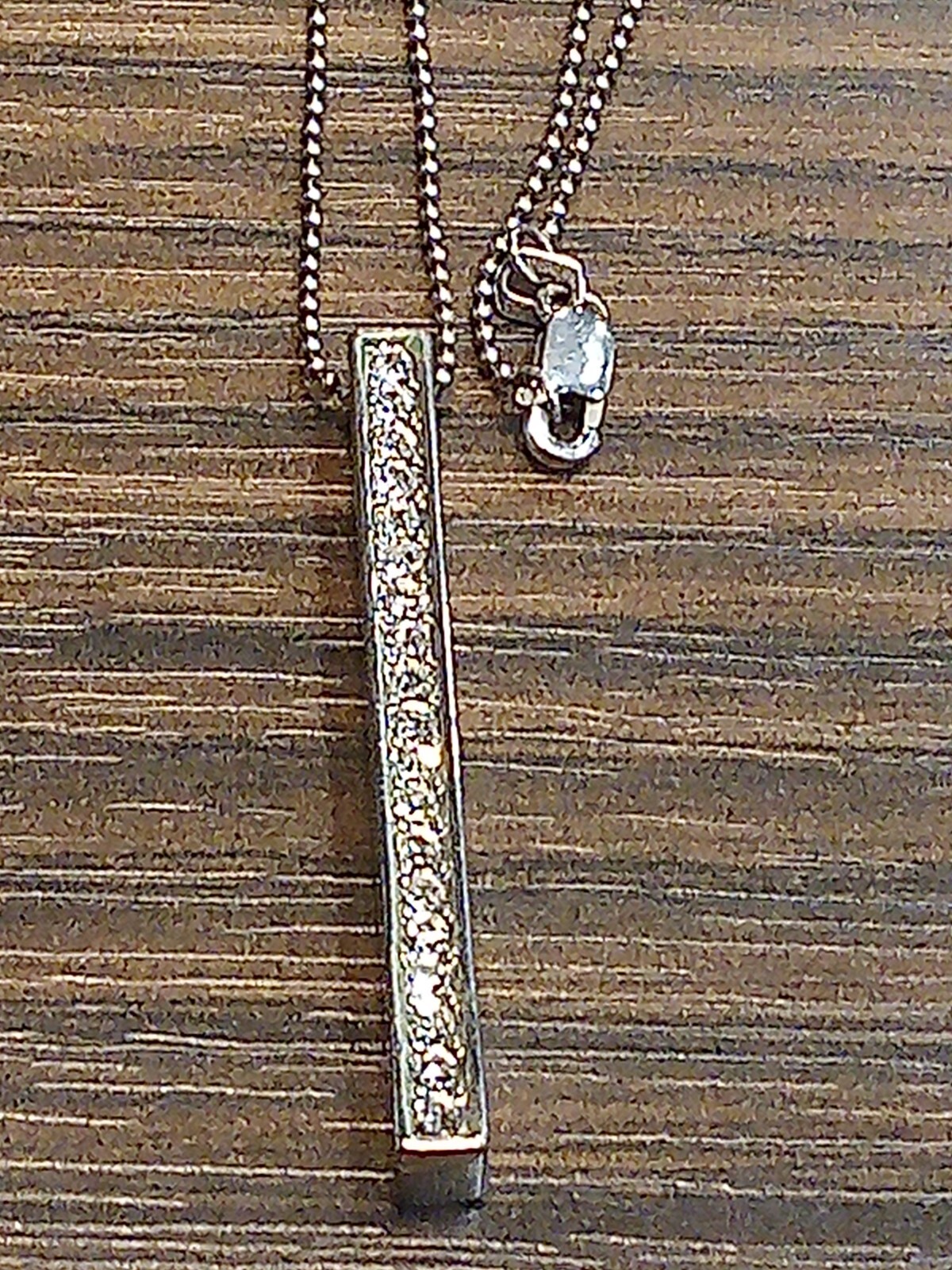 Midas 925 Turkey 18″ Chain Connected To Long Bar & Bright White Stones!
