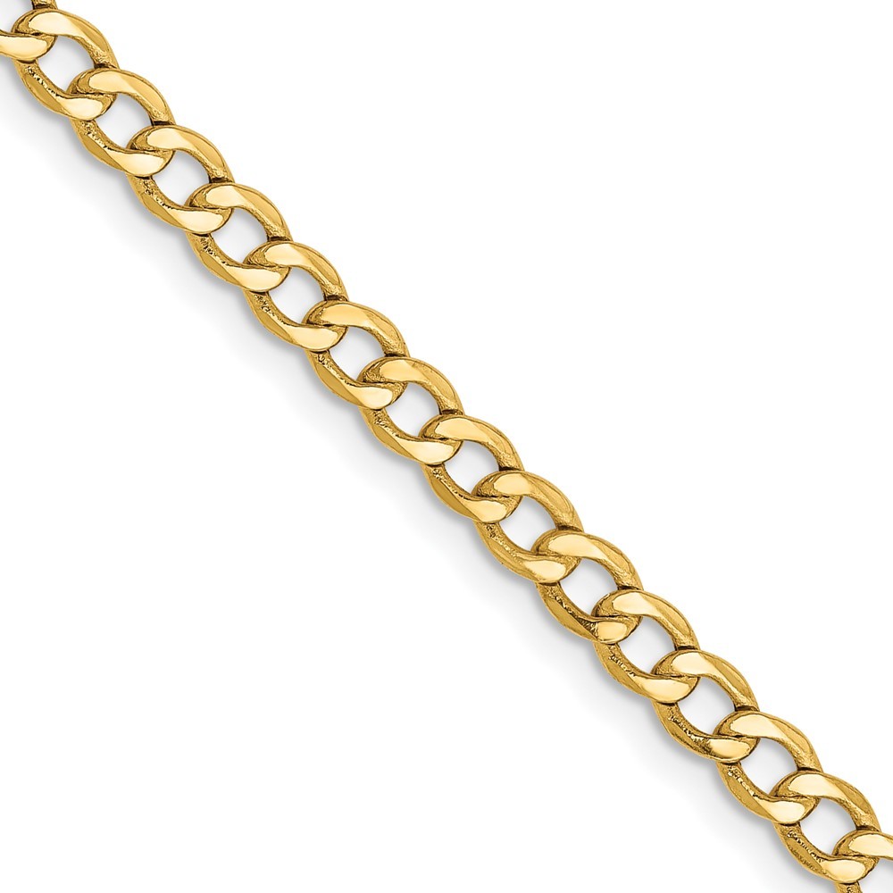 14K Yellow Gold 3.35mm Semi-Solid Curb Chain Necklace 20″ 3.93gm