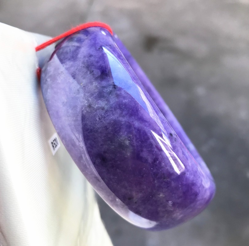 63.5MM Natural Ice Lavender Jadeite Jade Bracelet Burma Wide Jade Bangle