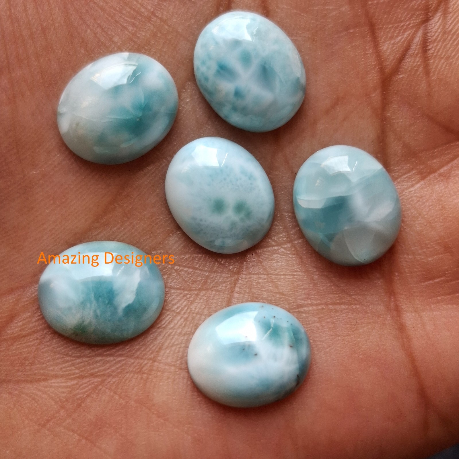 Natural Larimar Oval Cabochon 3x5mm to 12x16mm Loose Gemstone