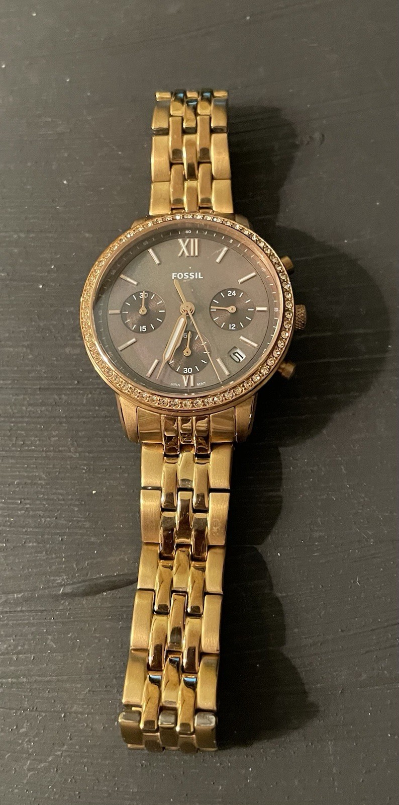 Fossil ES5218 Chronograph, Brown Dial, Running, Slight Scratch On Glass Running