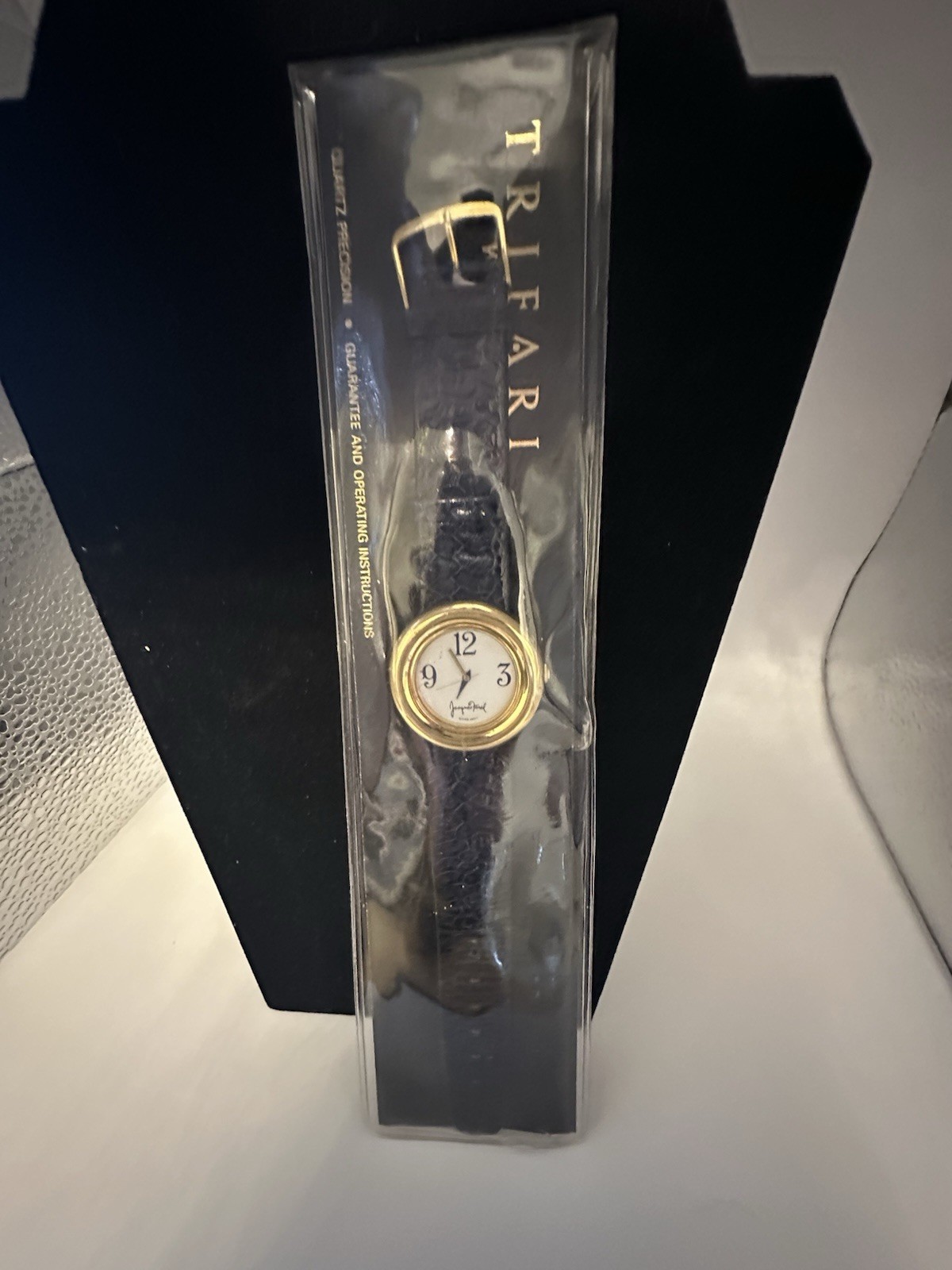 Trifari Jacques Farel Vintage Women’s Quartz Analog Watch, White Dial, Leather