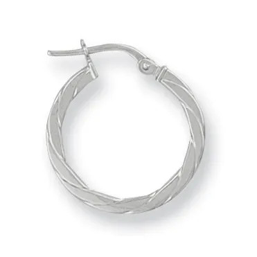 Hoop Earrings 9ct White Gold 20mm Twisted Womens Jewellery