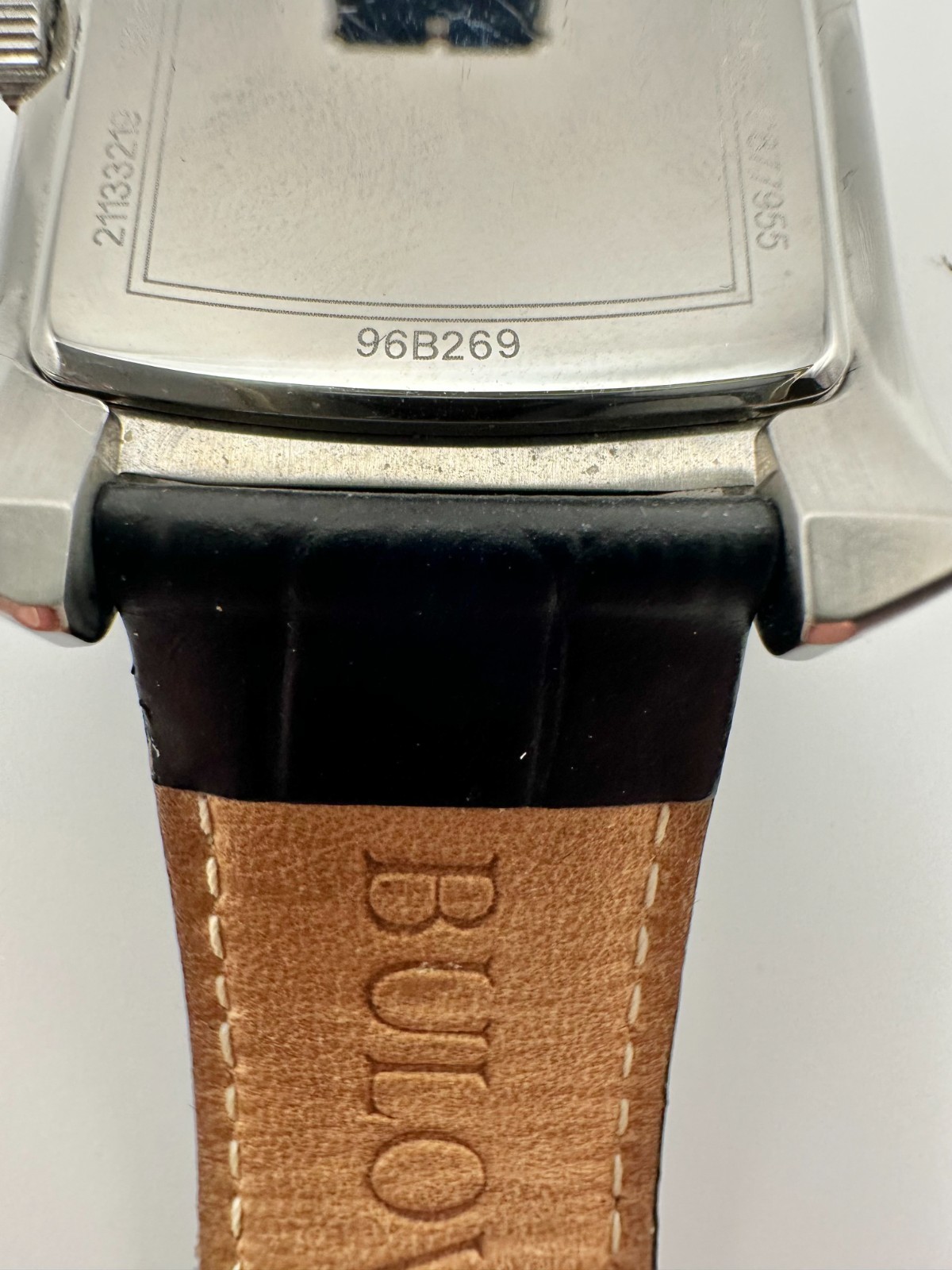 BULOVA Quartz Tank, 31mm Silver-Tone/Black Leather Band, Ref. 96B269; Fast Ship!