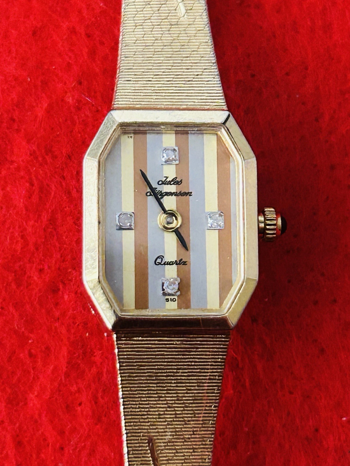 Beautiful Vintage JULES JURGENSEN Diamond Dial Ladies Watch (510) Quartz. L-MP.