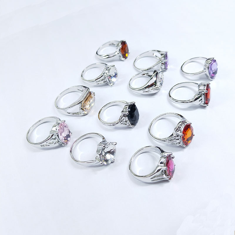 100Pcs Wholesale Colorful Crystal Mixed Rings Bulk Finger Band Ring Jewelry Lot