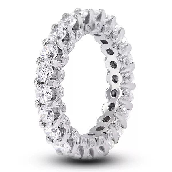 Eternity Wedding Ring 14K Gold Bezel Set 4.50 CT Round Lab-Grown Diamond D VVS1