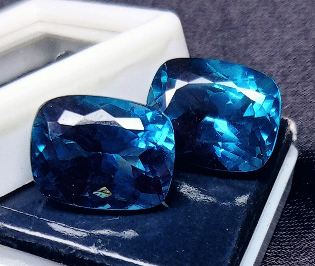 Natural Blue Indicolite Tourmaline Cushion Cut 20 Ct Certified Loose Gemstone