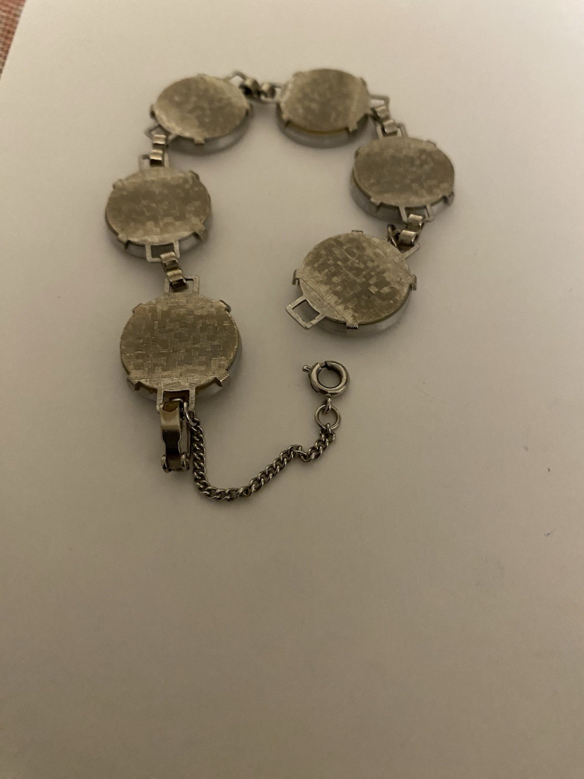Rare 1960s Vintage Iridescent Disc Link Bracelet Approx. 6-1/2 Inches Long