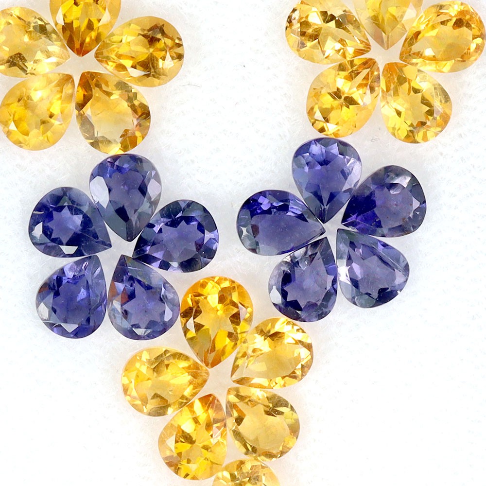 Pear Cut Natural Yellow Citrine Iolite 8.29ct 5x4mm 30pcs Lot Gemstone