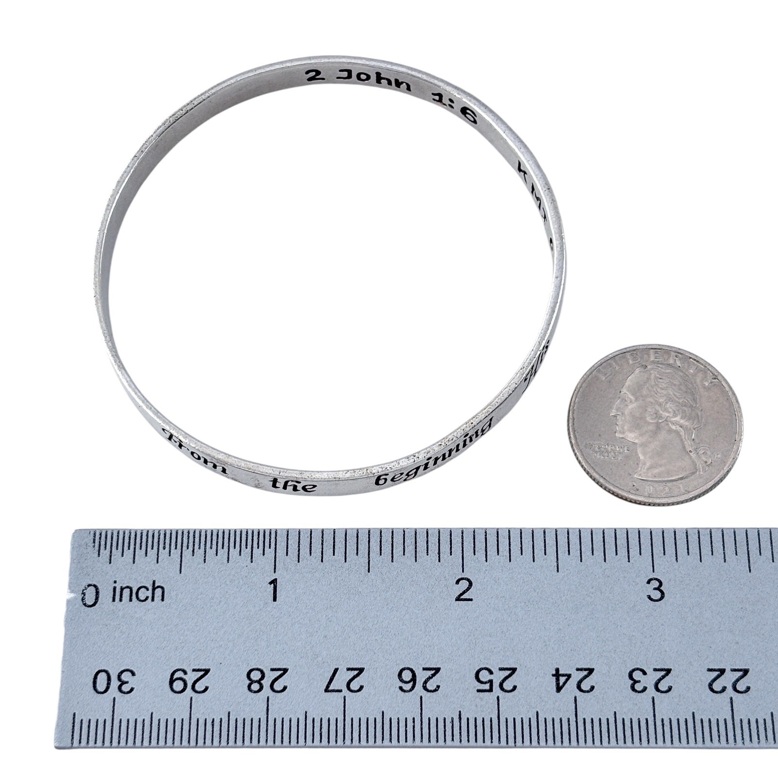 Vintage Sterling Silver 925 Bible Verse Bangle 2 John 1:6 8″