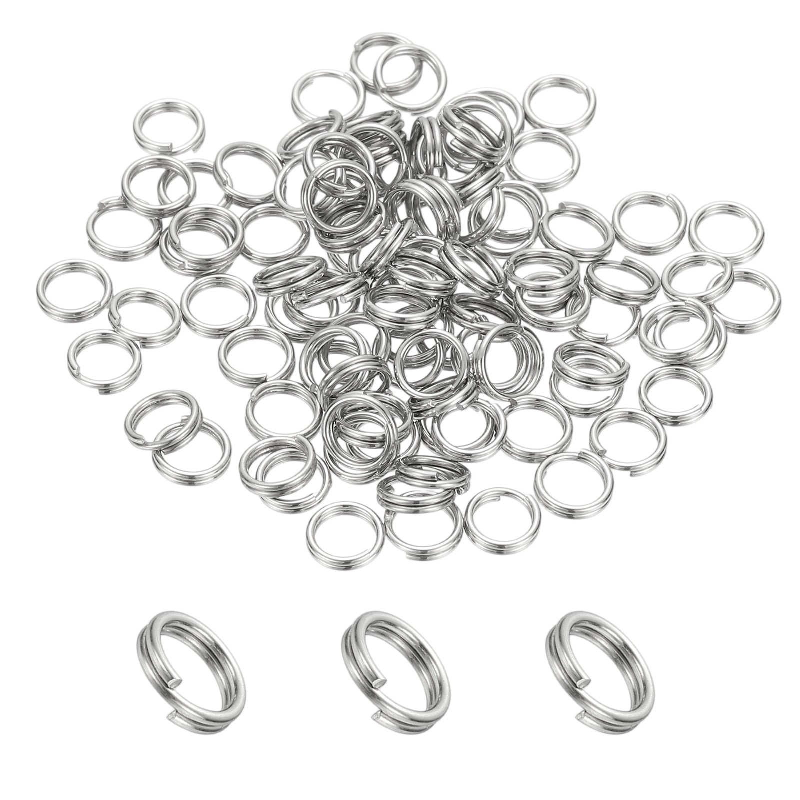 Round Split Ring, 100 Pcs 6 mm Small Split Ring with Double Loop, Silver