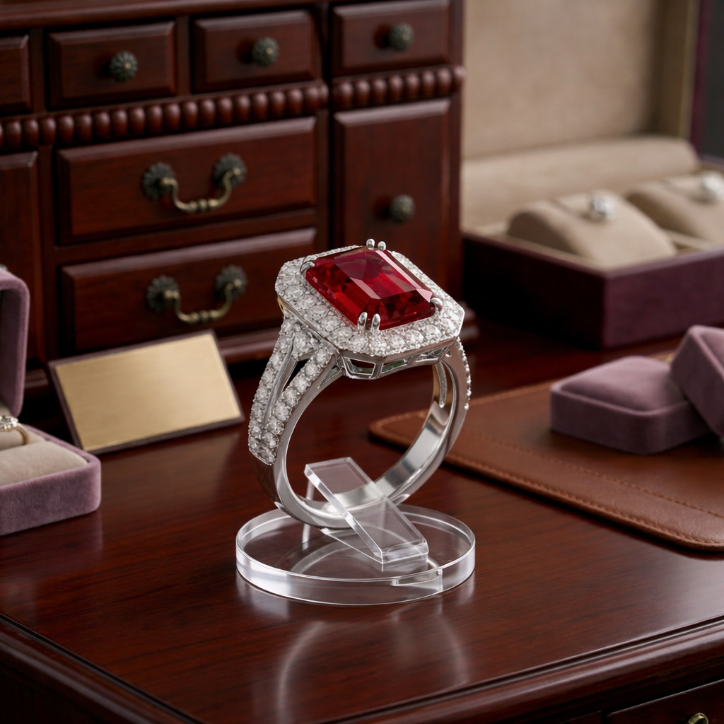 2.80 Ct Emerald Cut Natural Ruby Diamond Wedding Ring 14K White Gold Size 8