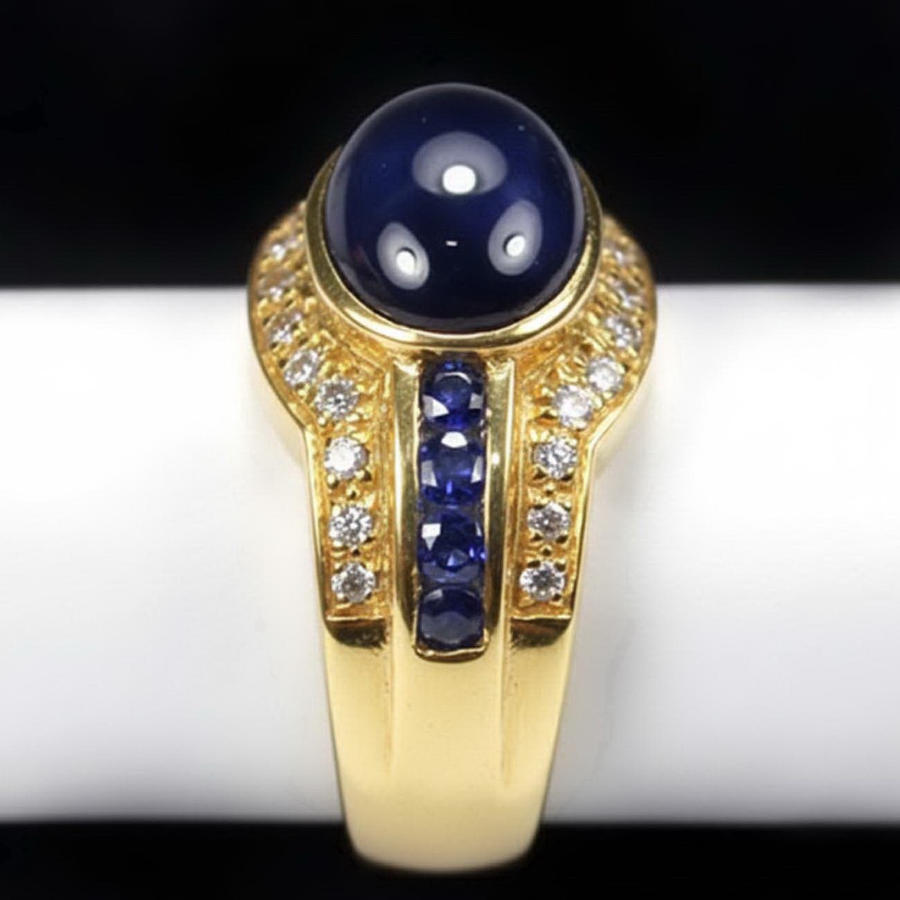 14K PLATED NATURAL STAR SAPPHIRE RING SILVER SIZE 7.5 WEDDING RING FREE RESIZE