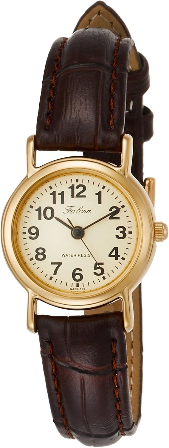 New Q&q QA69-305 Womens Watch Analog Water Resistant Leather Navy Japan