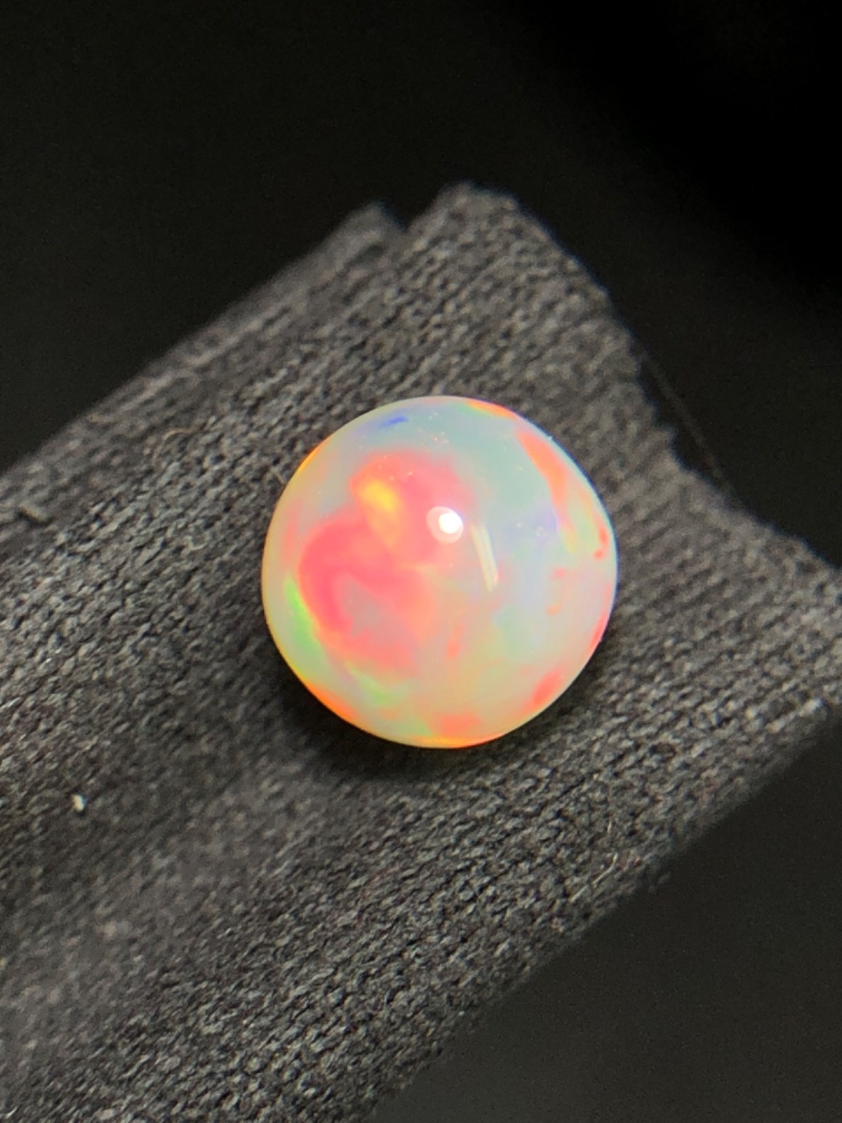 Natural White Ethiopian Opal Sphere, 6.40MM Rainbow Fire Opal Ball for jewelry