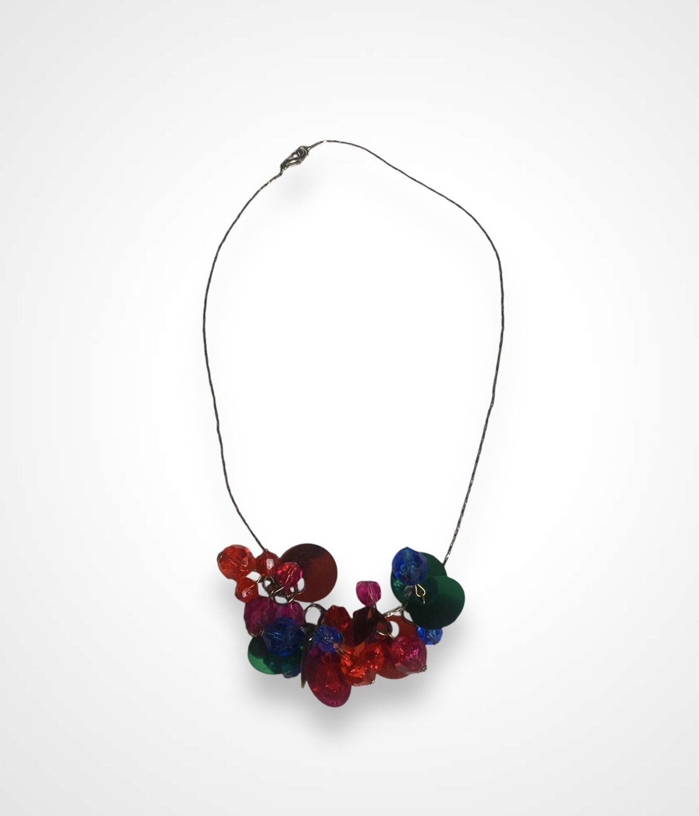 Y2K multi-coloured fairy necklace with colorful confetti jewels Maximalist