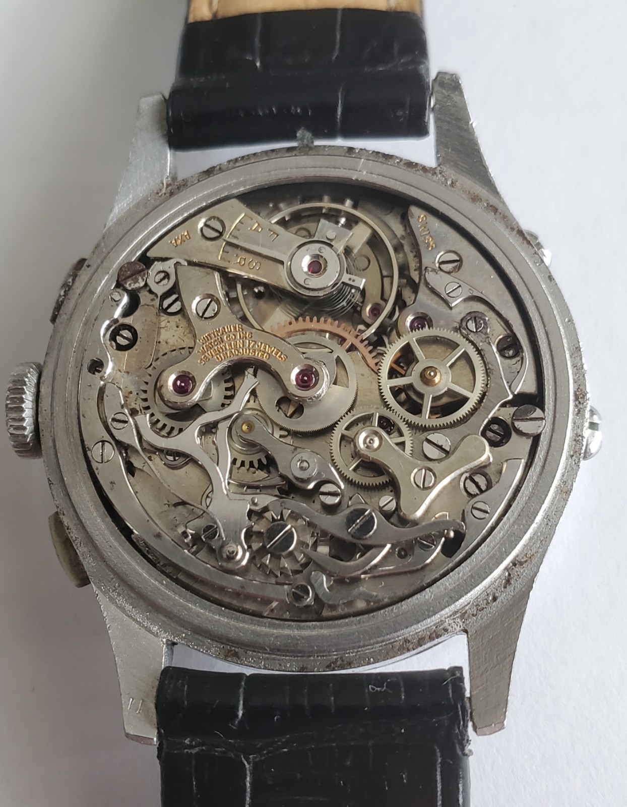 Vintage SS Wittnauer Triple Date Calendar Valjoux 72C Chronograph Man’s Watch