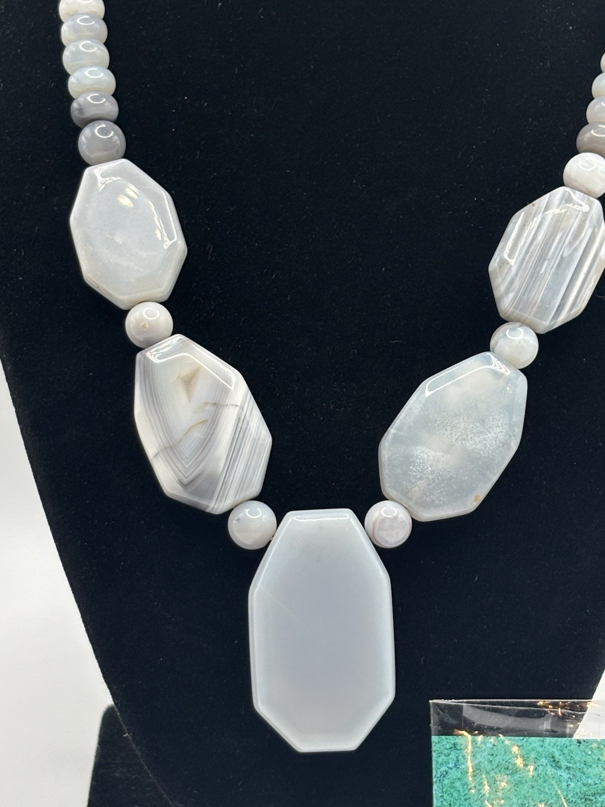 DTR Mine Finds by Jay King Gray Lace Agate Sterling Silver Necklace