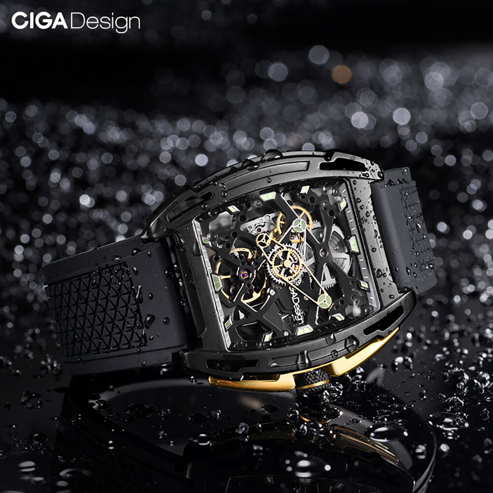 CIGA Design Z Series Automatic Openworked Steel Dlc Gold Black Men’s Watch