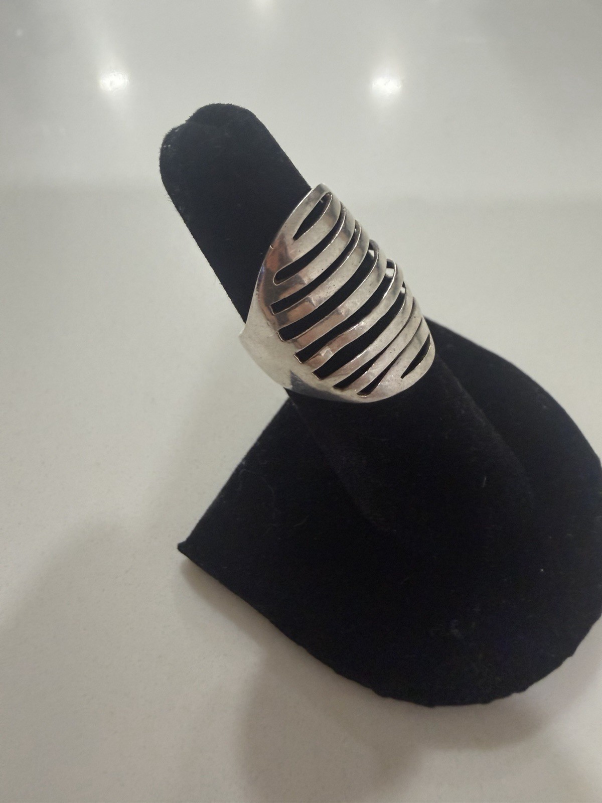 Vintage Rare 925 Sterling Silver Multi Row/lines Ring Size L223