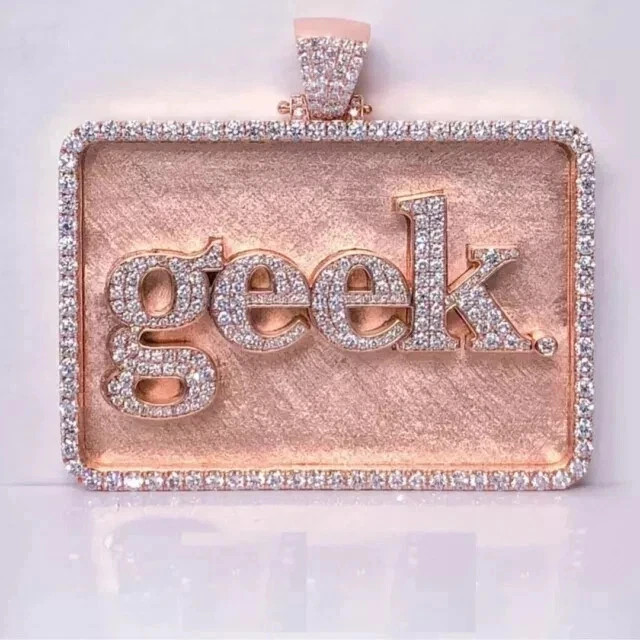 2.90Ct Round Cut Real Moissanite Men’s Custom Name Pendant 14K Rose Gold Plated