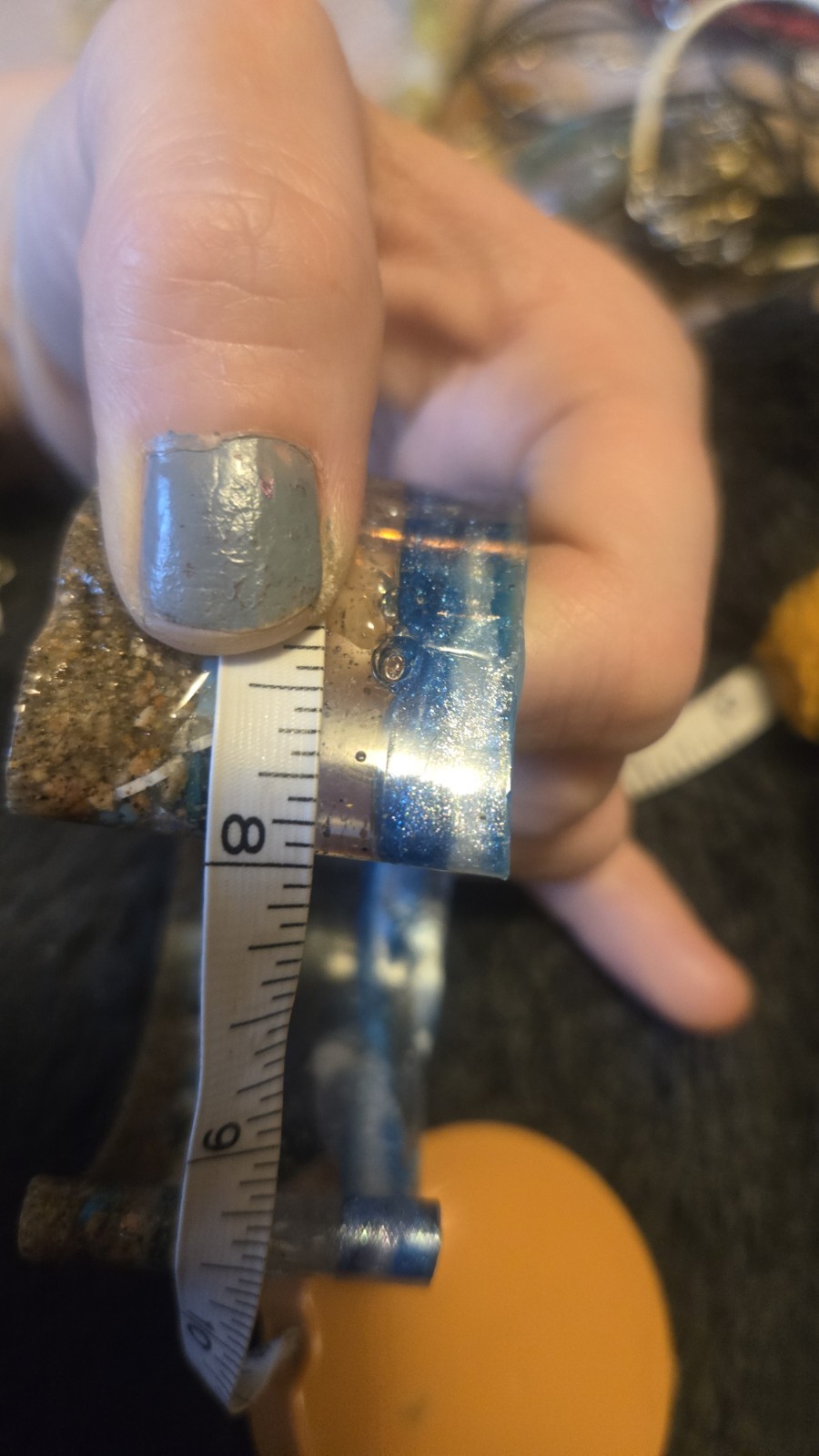 Ocean Scene Resin Wide Cuff Bracelet Artisan Made OOAK Wearable Art