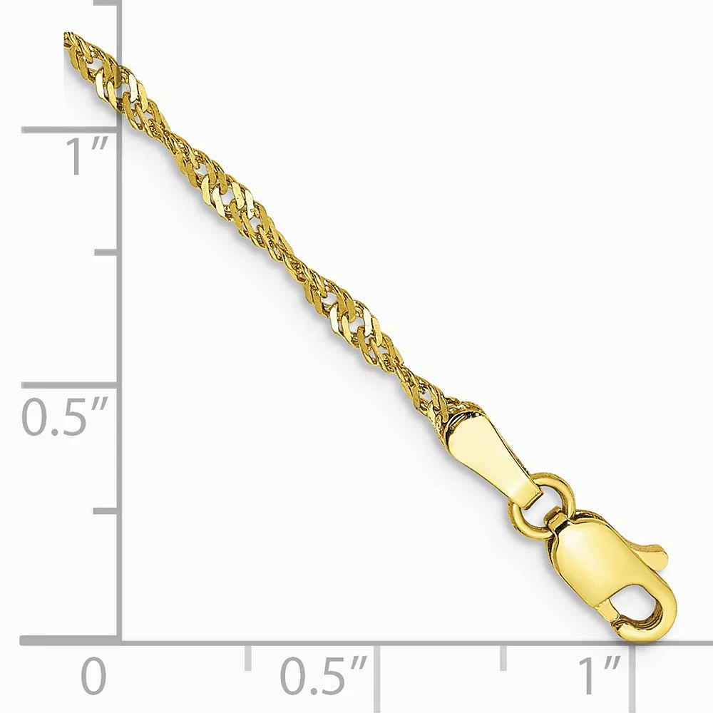 10K Yellow Gold 1.7mm Singapore Chain Bracelet 7″-10″