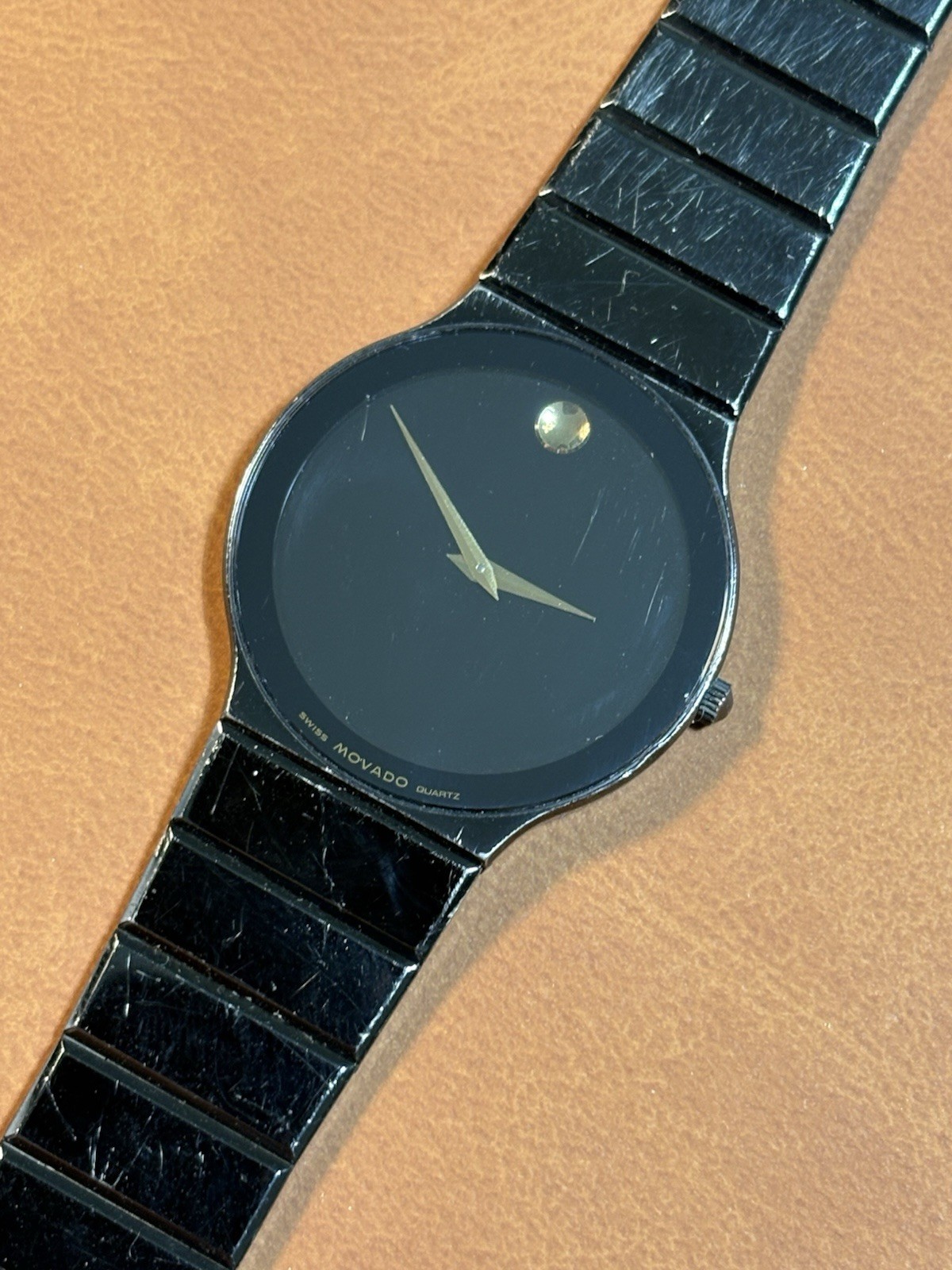 Movado Swiss Museum Women Ultra Thin 84-40-880-AP 32mm Black Watch,Runs