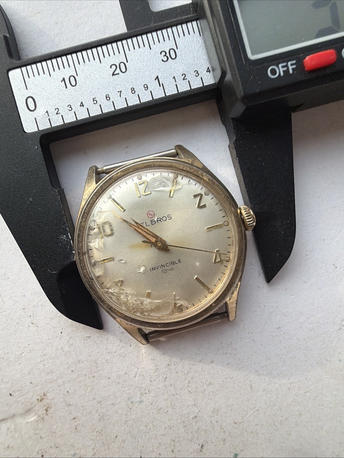 AY99 VTG Mens Helbros Automatic Rare 33mm Mens Watch Parts Repairs As Is**