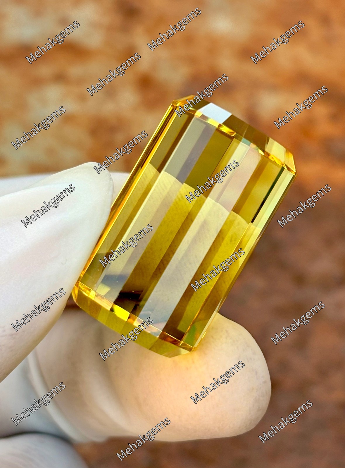 Large 98 Ct Citrine Gemstone, Pendant Size Cube Shape, Golden Yellow , November