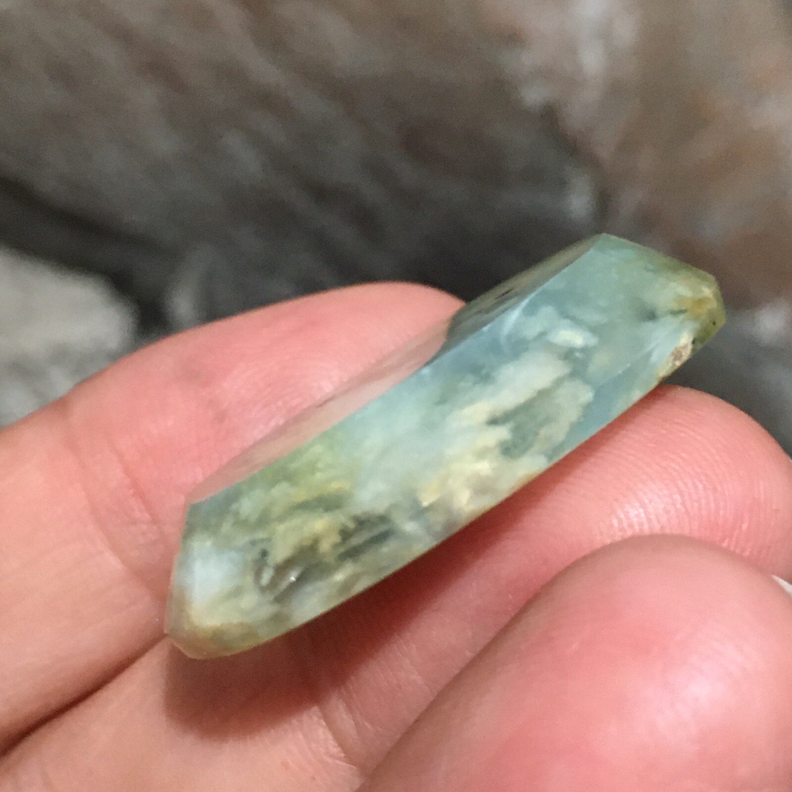 33.5×21.7×6.7mm Rare Aegean Green Opal Oval Faceted Cabochon Picture Stone