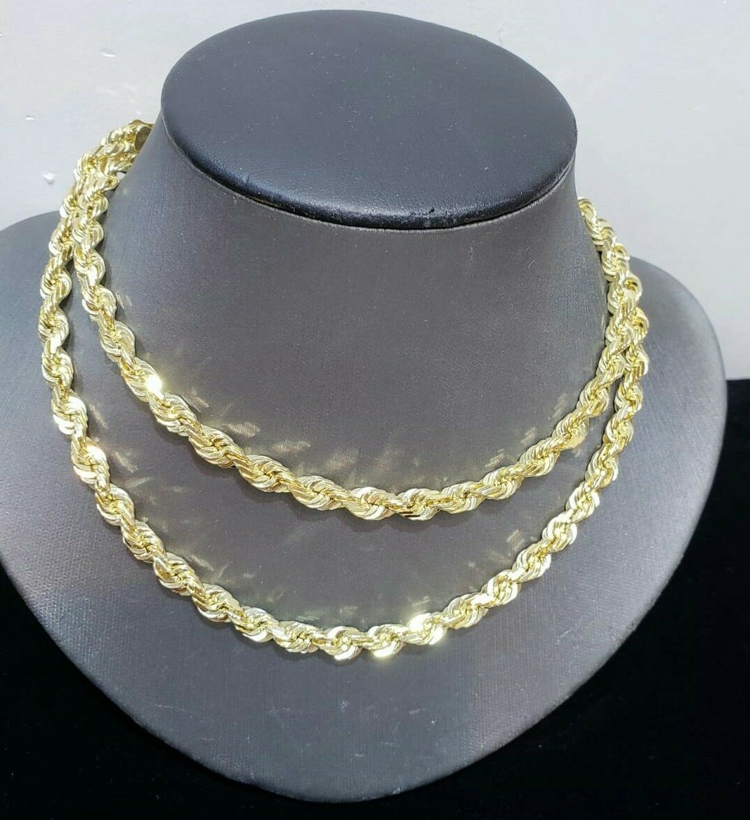 Real 10k Gold Rope Necklace Chain SOLID 6mm 20 22 24 26 28″ Inch