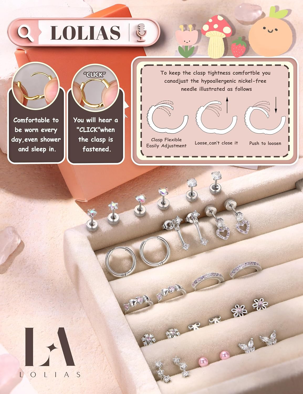 Hypoallergenic Flat Back Earrings for Women Girls-Surgical Stainless Steel Earri
