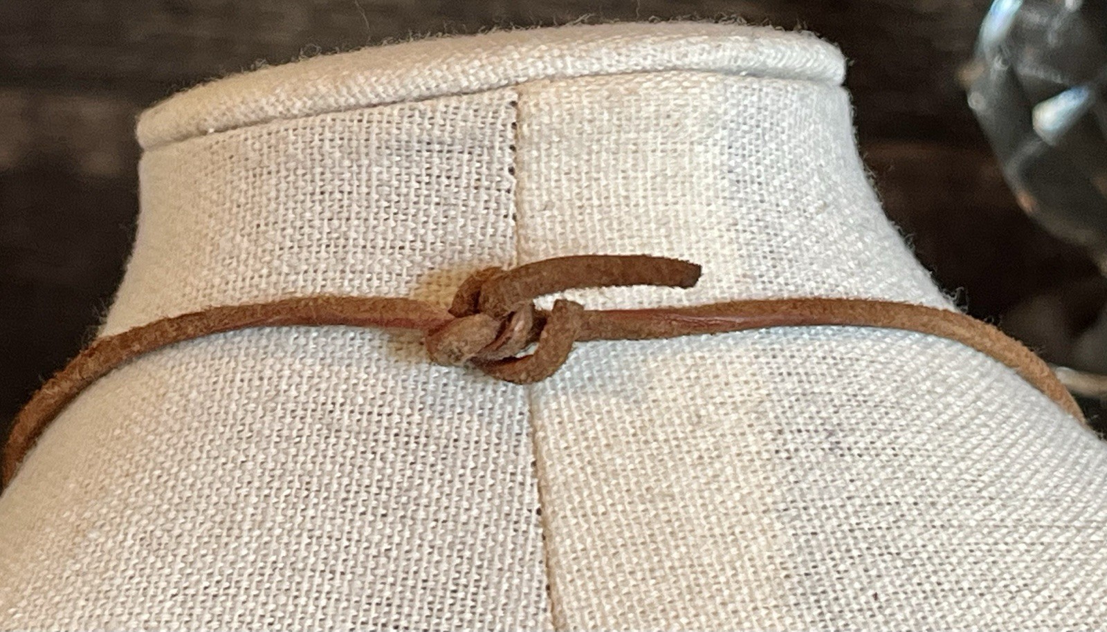 Vintage Deer Antler Slice Necklace Pendant With Hanging Shells Leather Cord