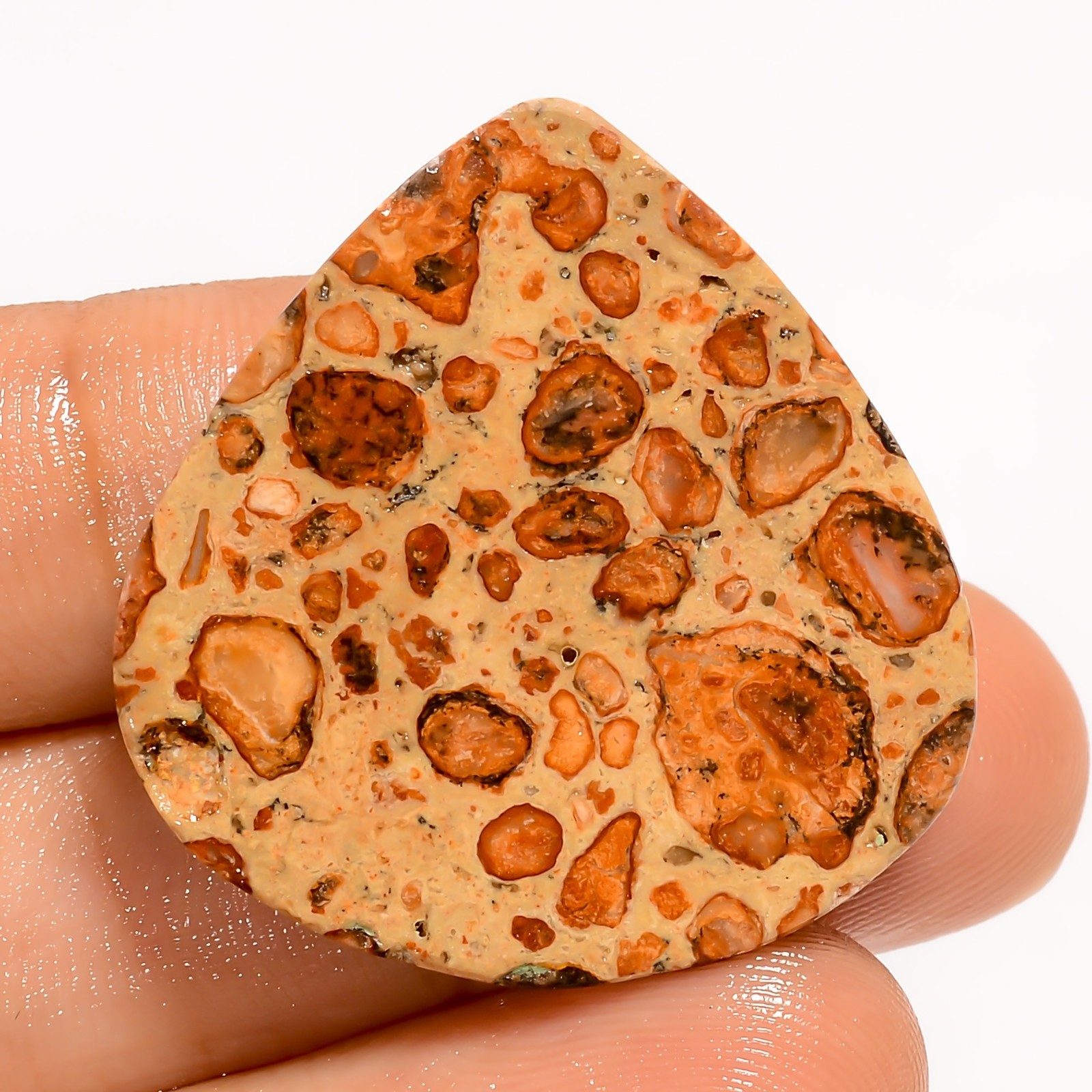 31.5 Ct Natural Asteroid Jasper Heart Shape Cabochon Loose Gemstone 31X30X4 mm