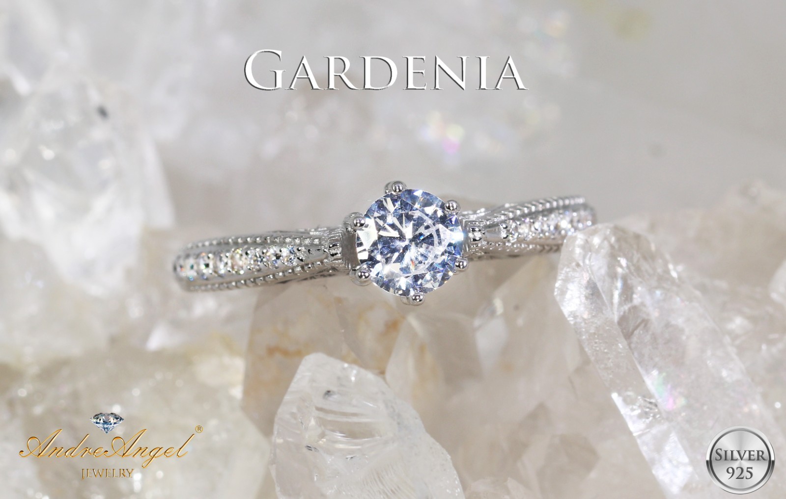 Solid Silver 925 Wedding Engagement Ring Round Cut Cubic Zirconia Stones 5A+